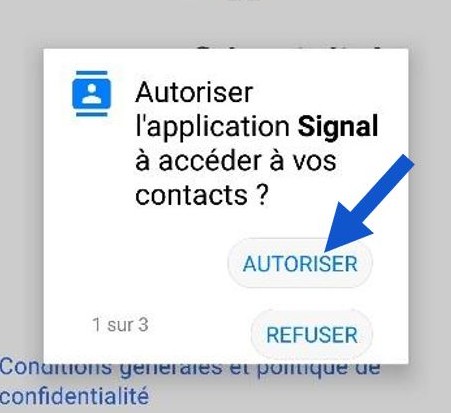 Autorisations daccès pour Signal