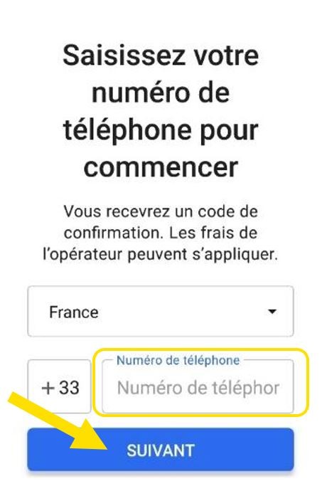 Code de confirmation pour inscription sur Signal