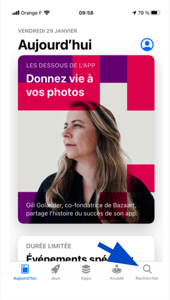 Accueil de l'App store