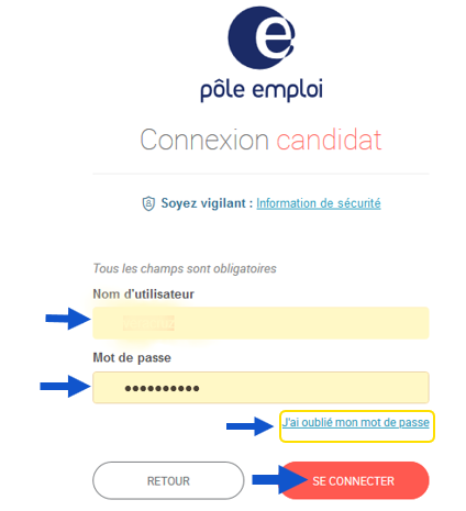 Boîte de dialogue pour renseigner le nom d'utilisateur et le mot de passe