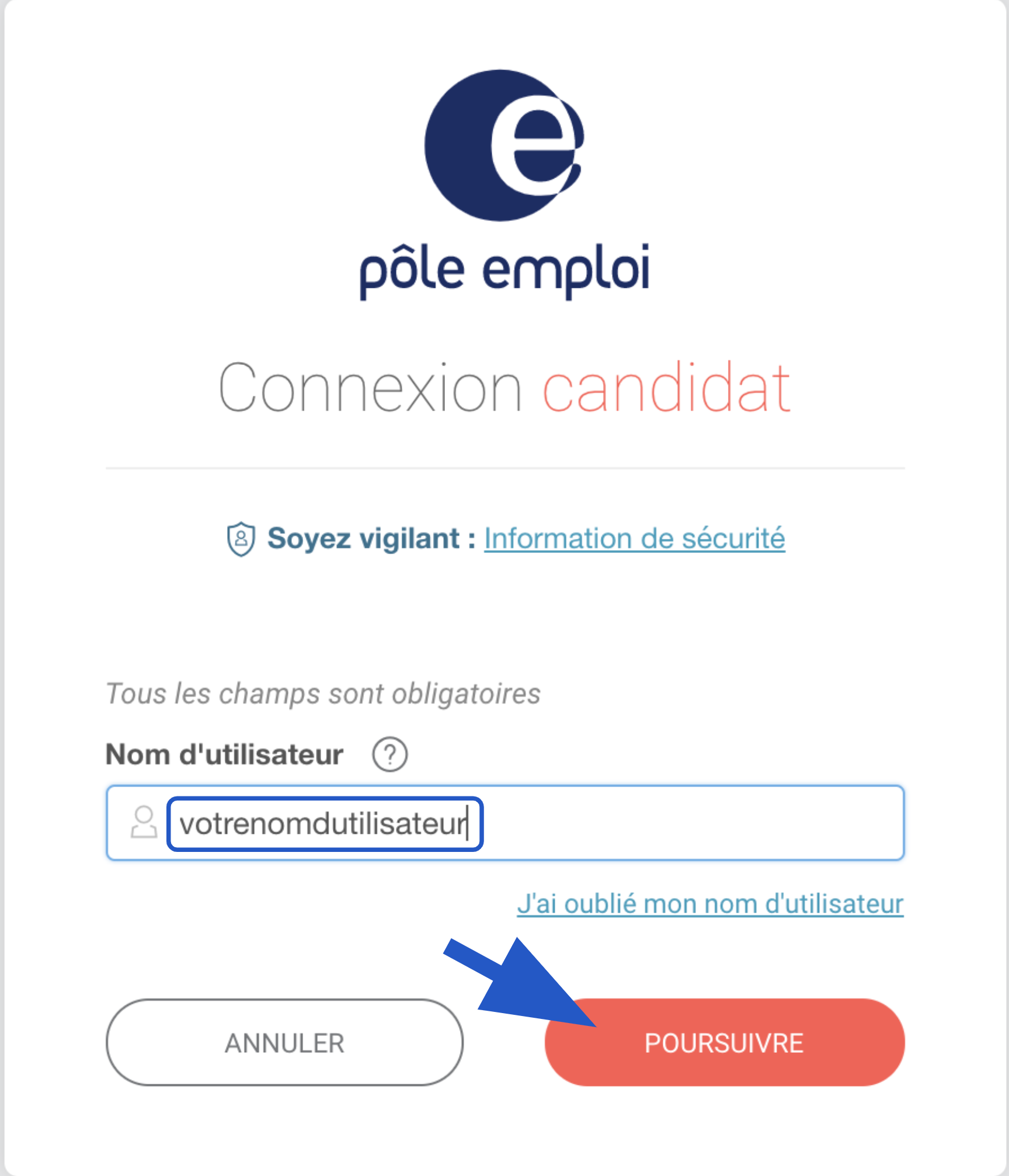 Saisir votre identifiant de connexion