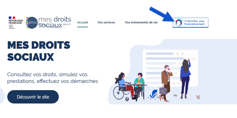 S'identifier sur la page d'accueil du site FranceConnect
