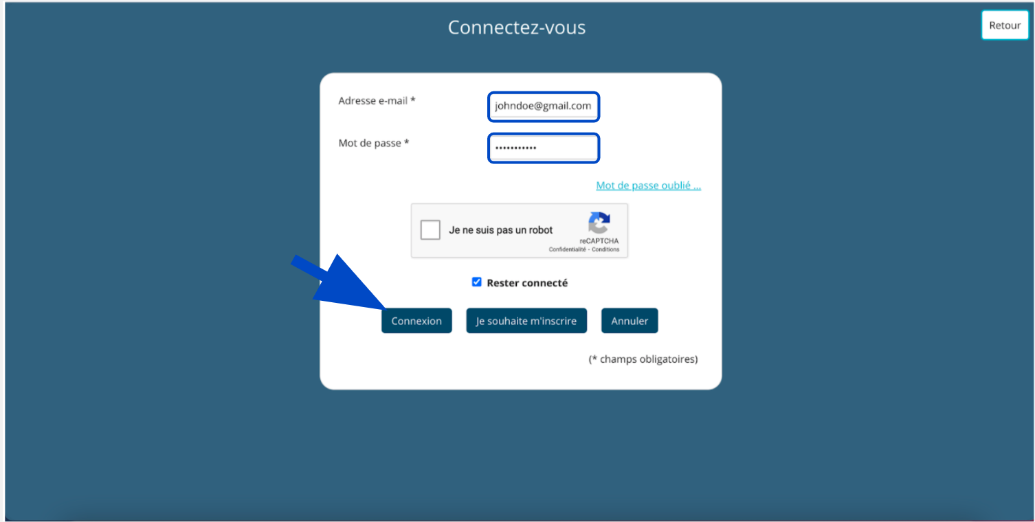 Formulaire de connexion au site Ubiclic