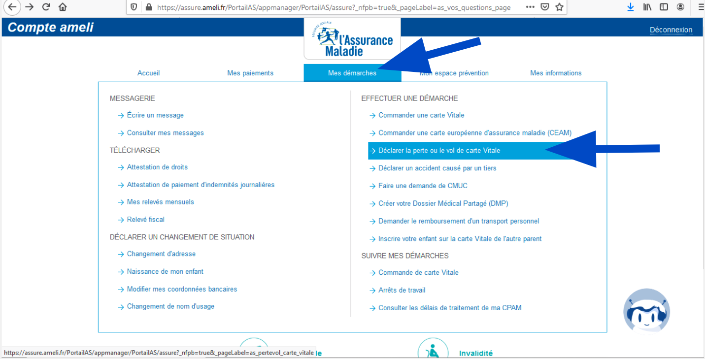 Allez dans mes démarches pour déclarer la perte de sa carte vitale