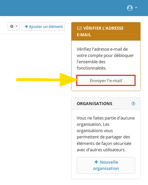 Envoyer un email de vérification de l'adresse mail