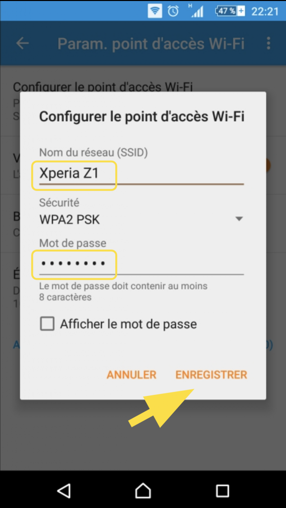 Identifications du point d'accès Wifi