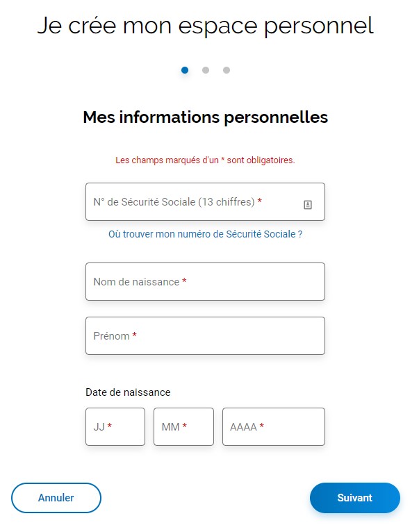 Formulaire pour compléter votre demande d'inscription à votre compte carsat