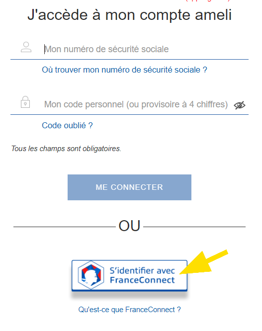 Identification pour accéder avec son compte