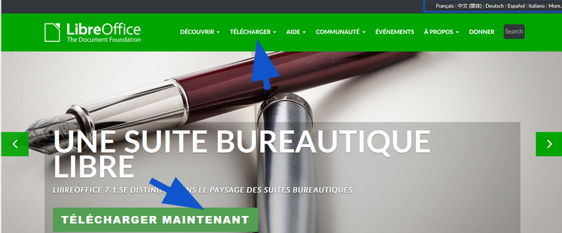 Page d'accueil du site LibreOffice