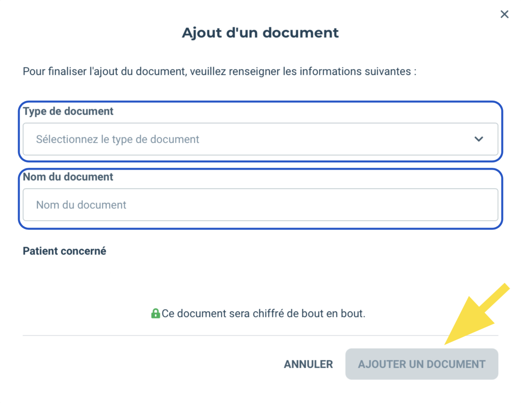 Bouton pour ajouter ces documents