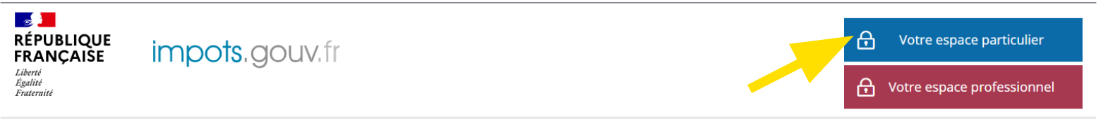 Bouton bleu pour se connecter à Votre espace particuler sur le site impots.gouv.fr