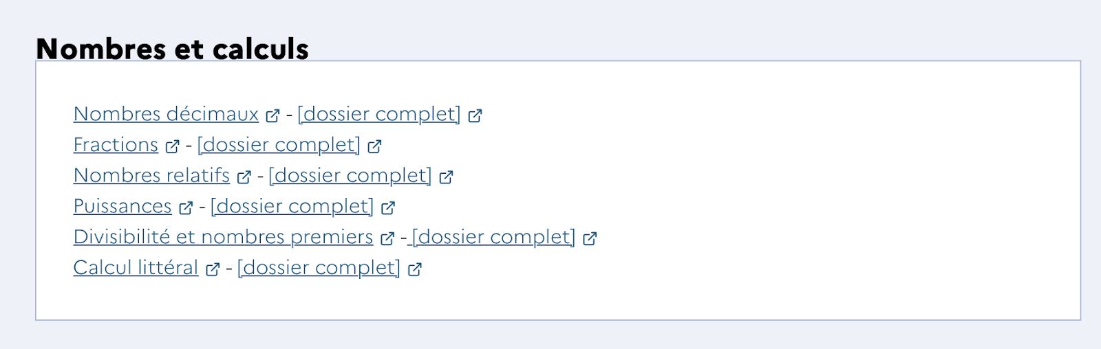 Bloc des catégories nombres et calculs du cycle 4 du site Eduscol