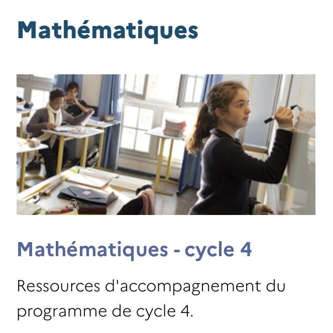 Page mathématique cycle 4 du site Eduscol