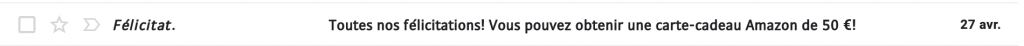 exemple d'email frauduleux de felicitations