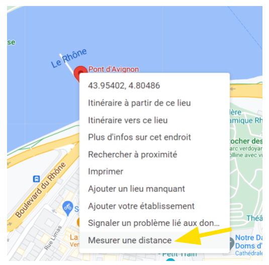 Position de votre point de départ sur Google Maps