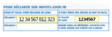 Numéro fiscal pour déclarer ses impôts en ligne et numéro d'accès en ligne