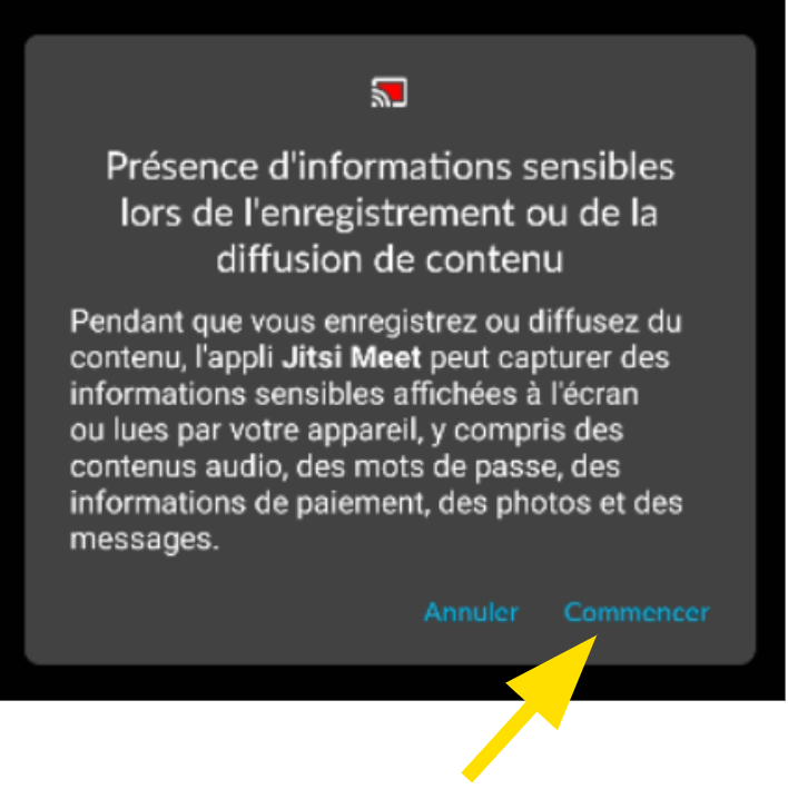 Mise en garde Jitsi sur le partage d'écran