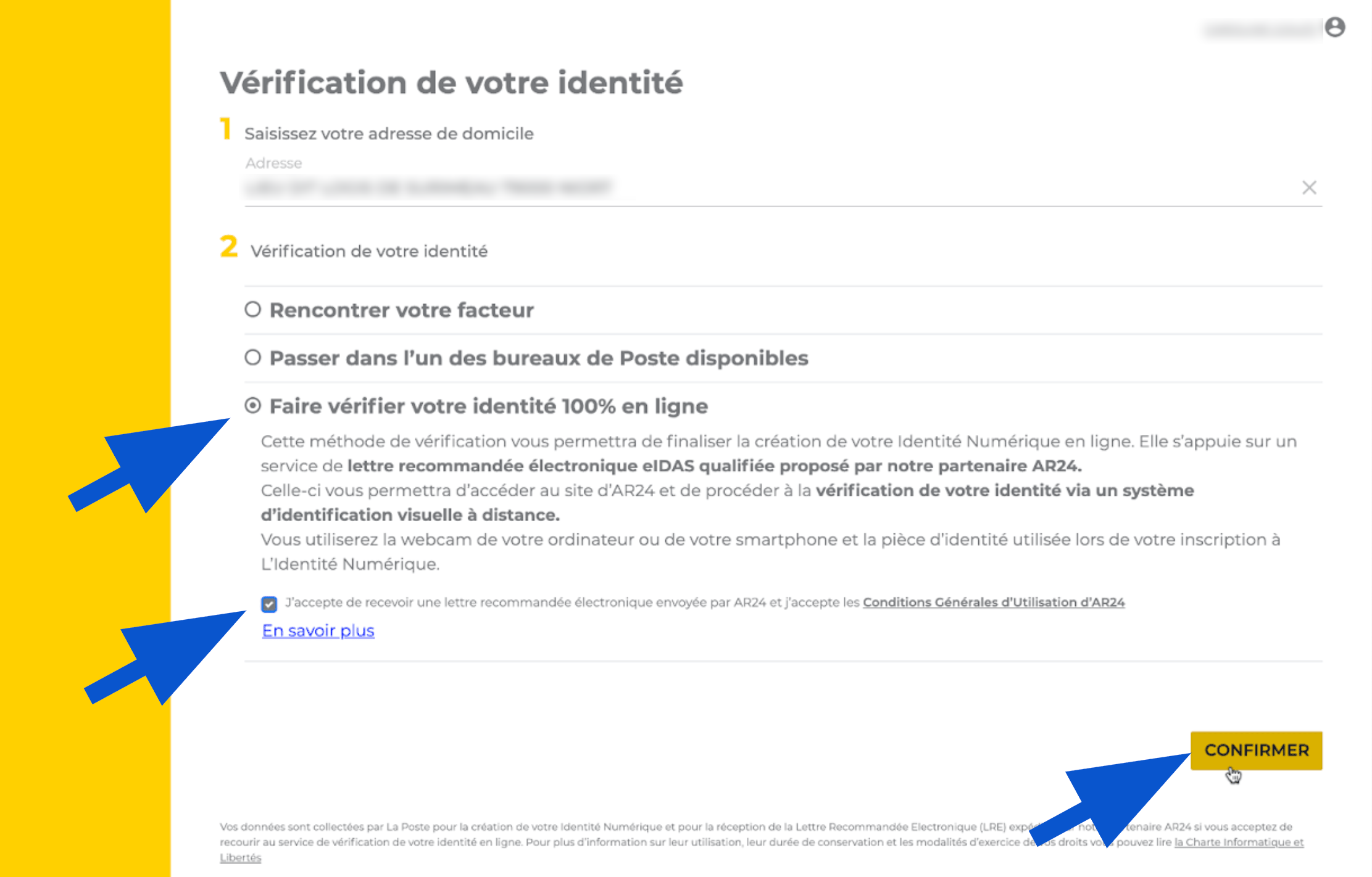 Choix du mode de vérification de l'identité numérique La Poste