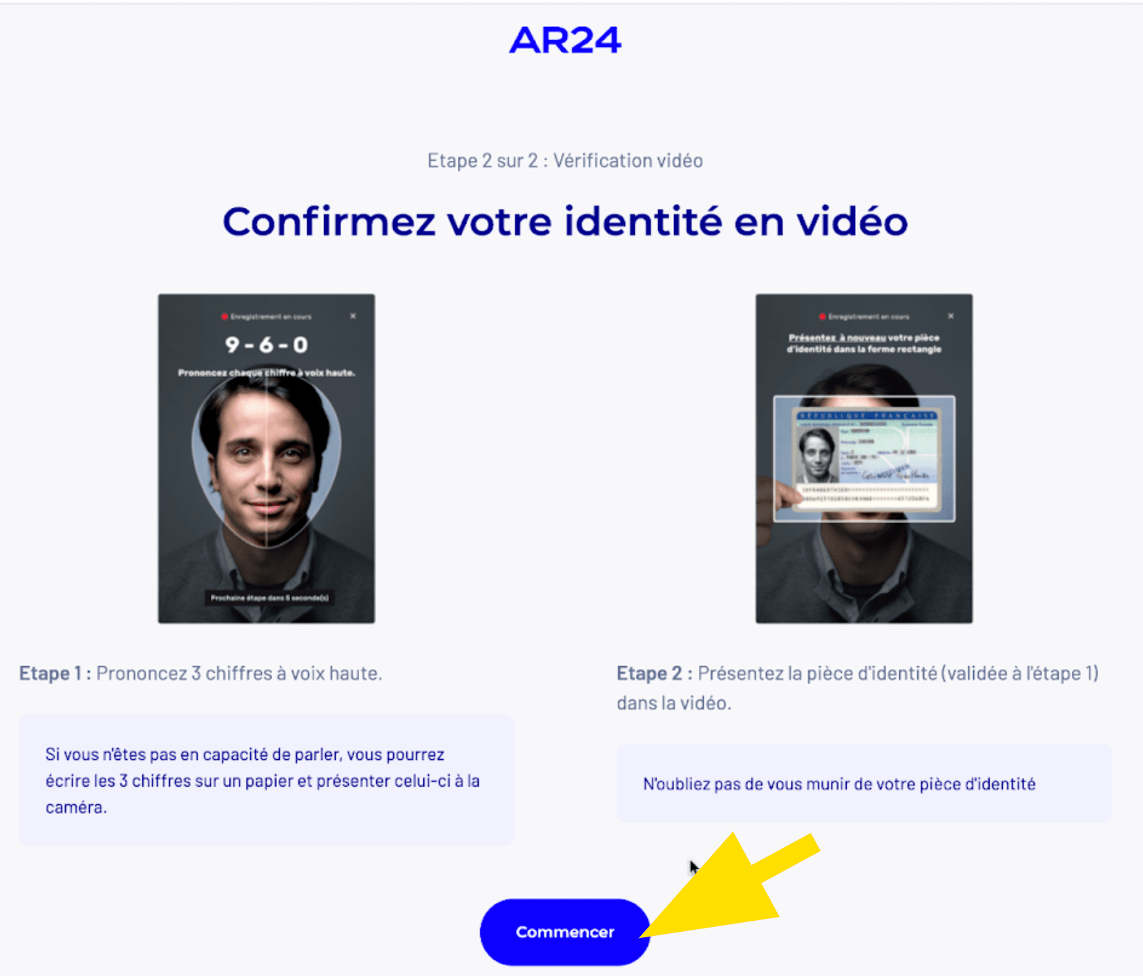 Commencer la confirmation de son identité en vidéo sur La Poste