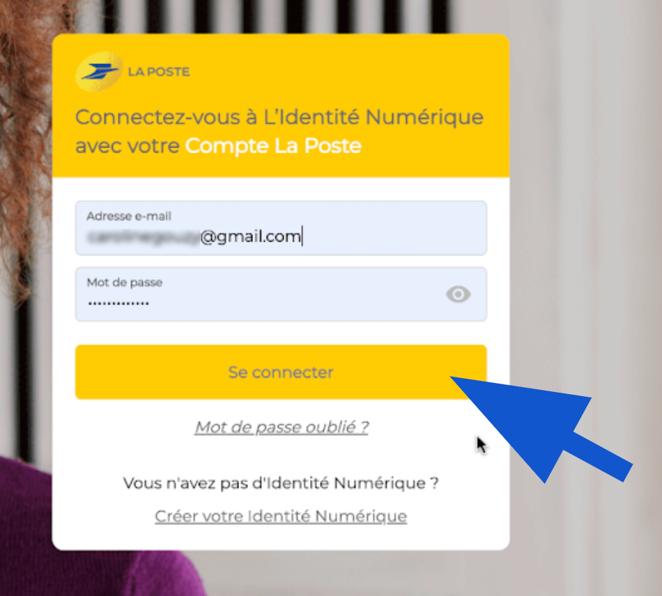 Page de connexion à son compte La Poste pour création de son identité numérique