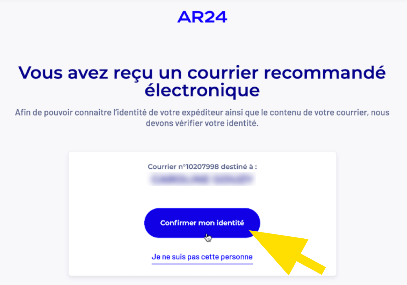 Recommandé électronique pour confirmer son identité numérique