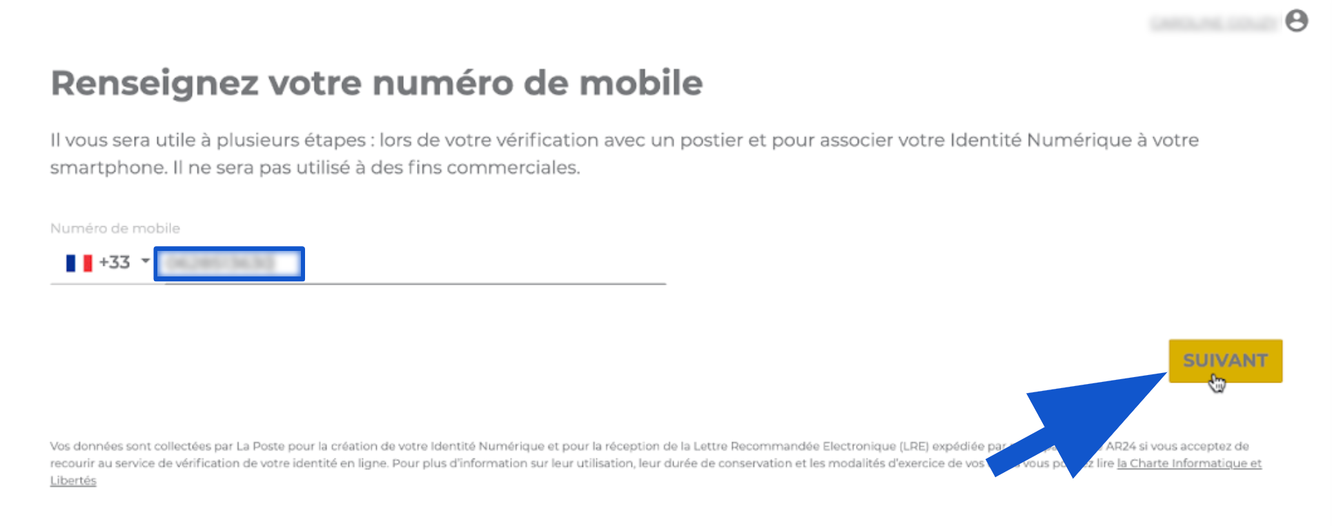 Renseigner son numéro de téléphone mobile