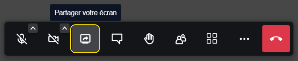 Option de partage d'écran sous jitsi