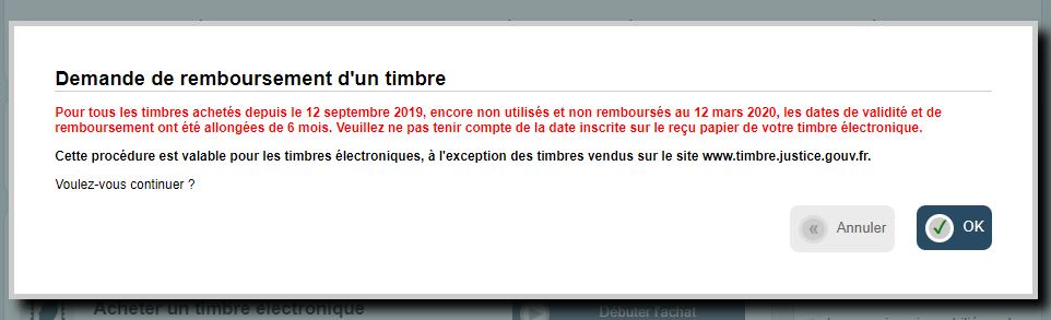 Texte expliquant la deemande de remboursement d'un timbre