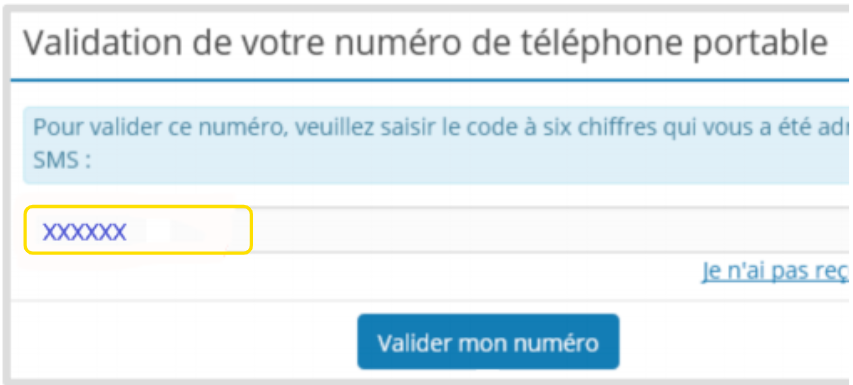 Valider votre numéro de téléphone portable