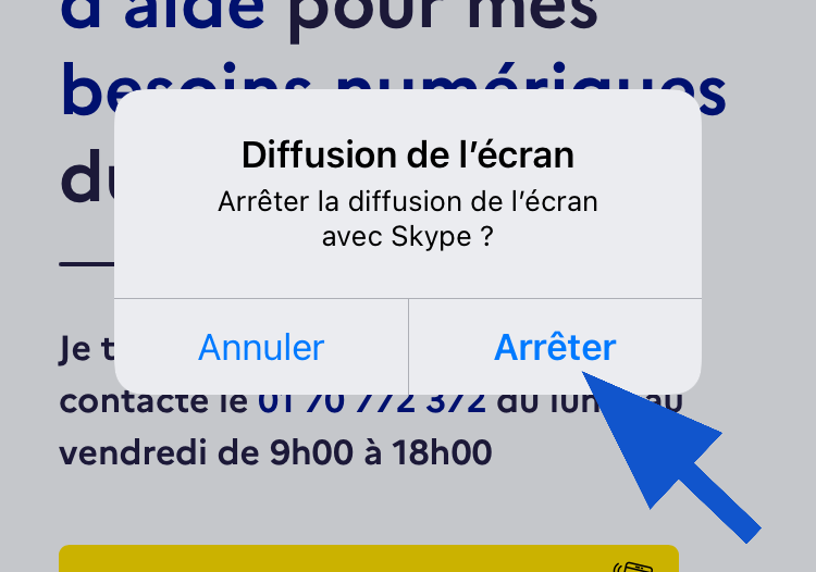 Arrêter le partage écran sur Skype