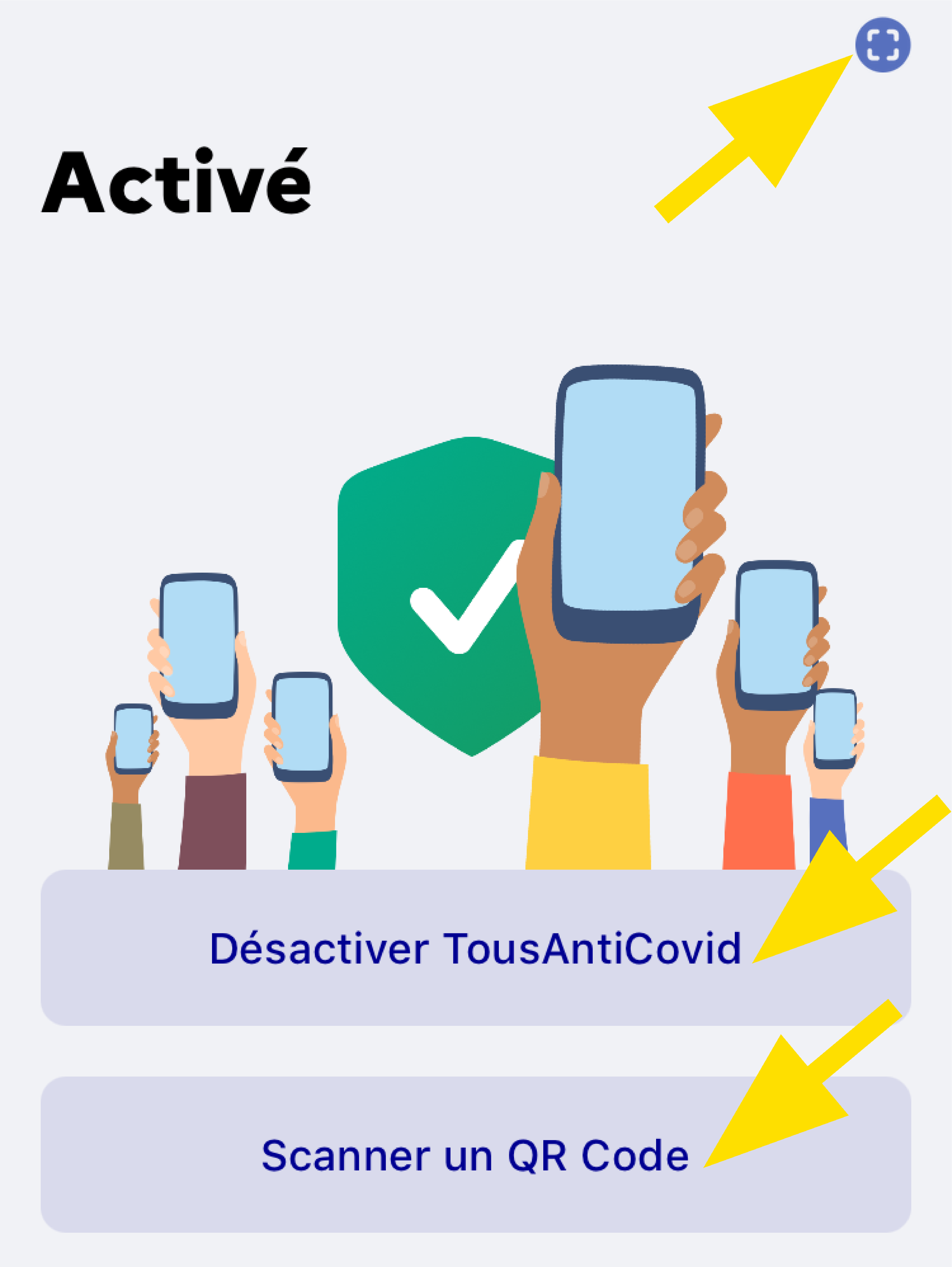 Rubrique activé TousAntiCovid