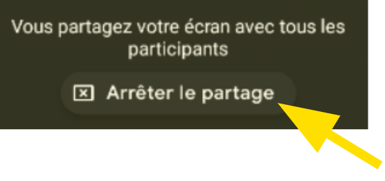 Arrêter le partage d'écran sous Google Meet