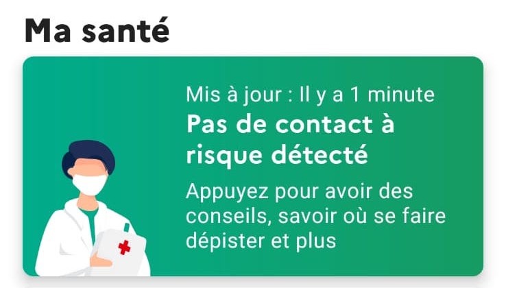 Pas de contact à risque TousAntiCovid