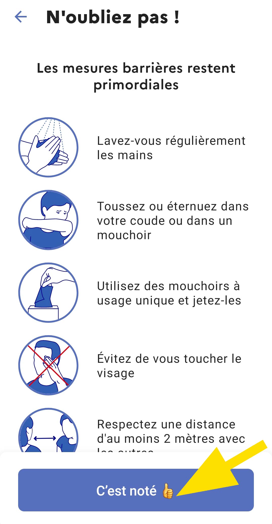 Rappel des mesures barrières TousAntiCovid