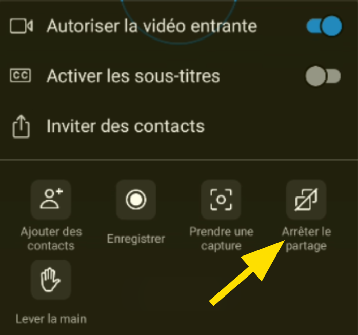 Arrêter le partage d'écran sur Skype