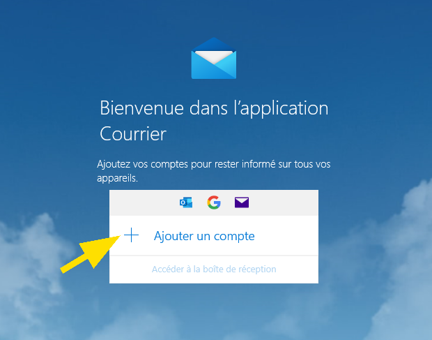 Ajouter un compte à la première utilisation de Courrier