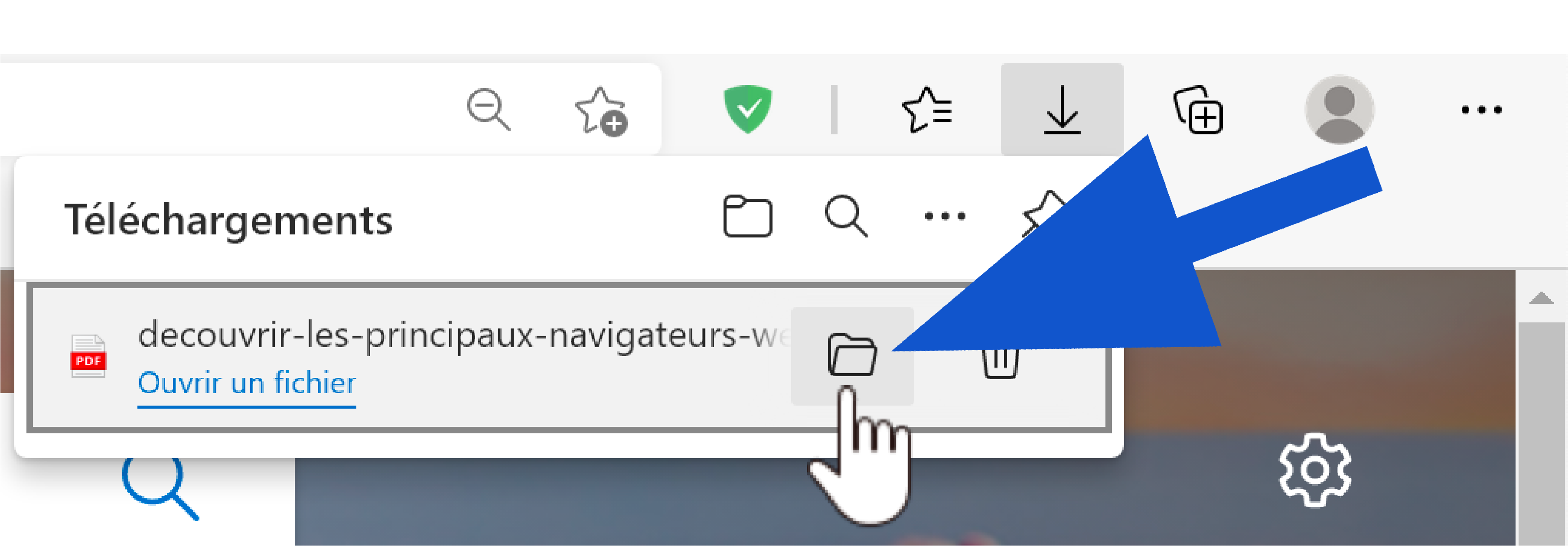 Ouvrir le dossier du fichier téléchargé sur Edge