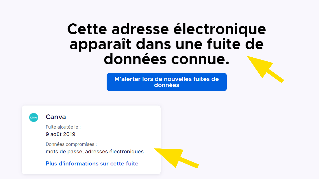 L'adresse a fuité sur plusieurs sites