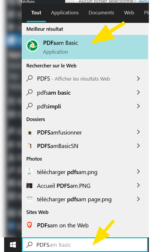 Rechercher et ouvrir PDFSam dans Windows