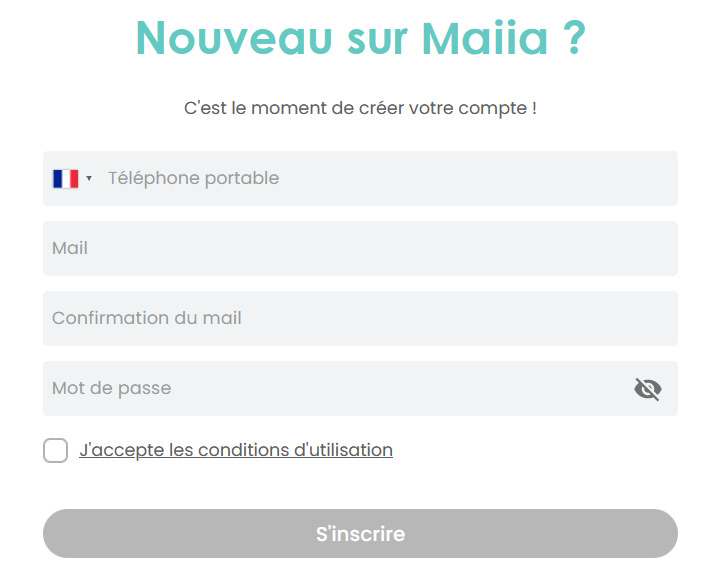 Maiia, création compte