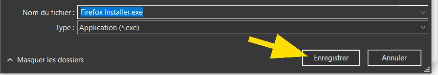 Enregistrer l'installeur de Firefox