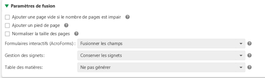Gérer les paramètres de fusion