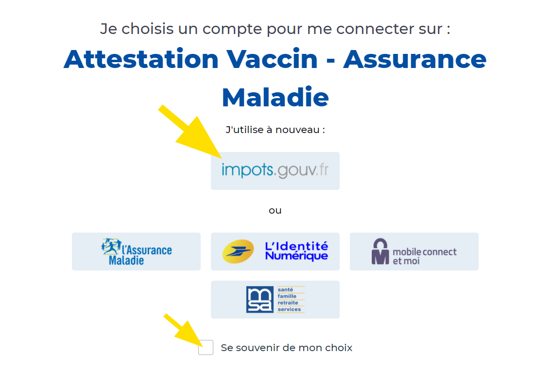 Choix du service FranceConnect