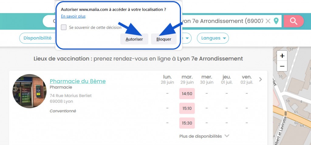 Maiia, géolocalisation