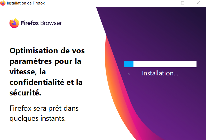 Processus d'installation de Firefox
