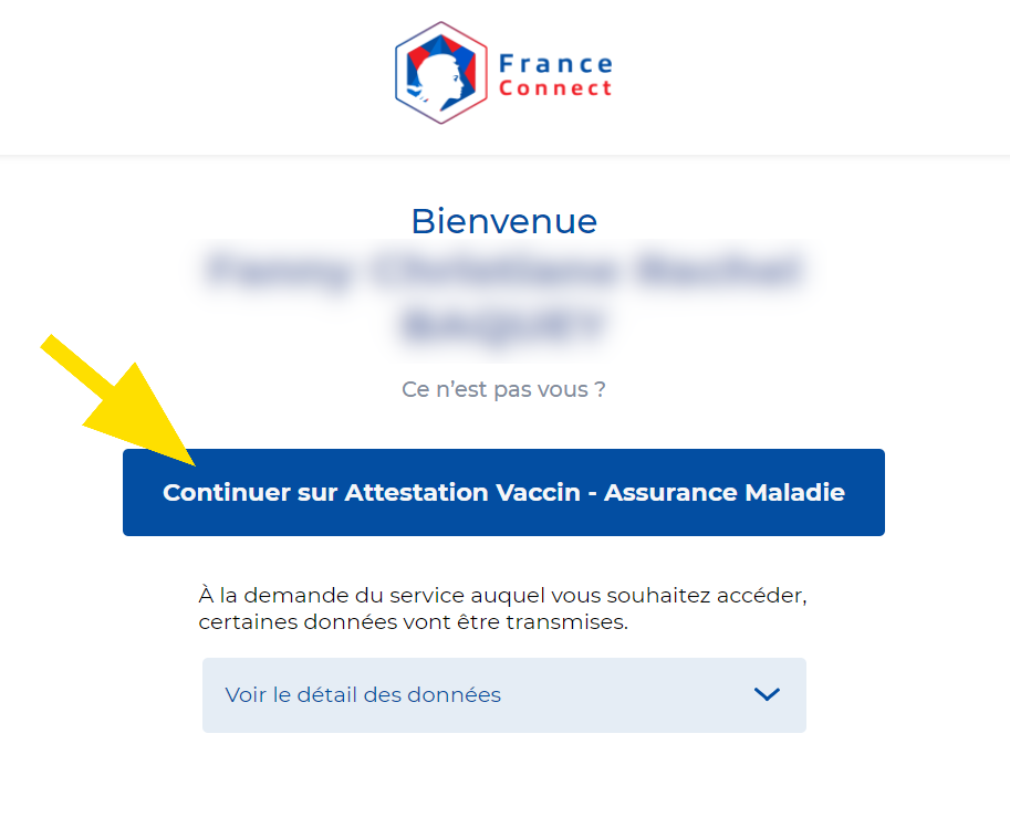 Continuer sur le site des attestations de vaccination