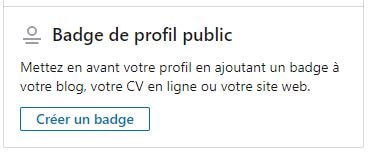 Partie pour cliquez sur le bouton créer un badge LinkedIn